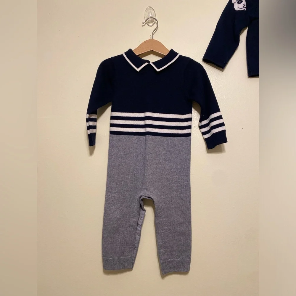 Jacadi Navy Baby Garment. One piece & Cardigan. Size 18M